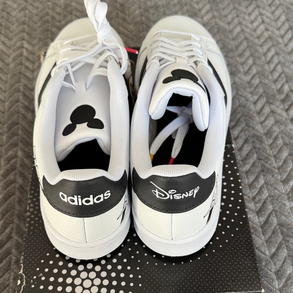 Adidas Woman’s or Men's White and Black Mickey Mouse 
Woman’s 10
Men’s 8.5 - Picture 3 of 6